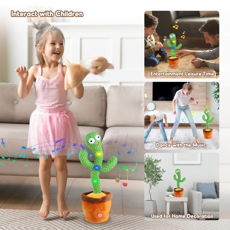 Sing And Dance Cactus Electron Plush Toy Soft Plush Doll Babies Cactus That Repeat What You Say Voice Interactive Bled