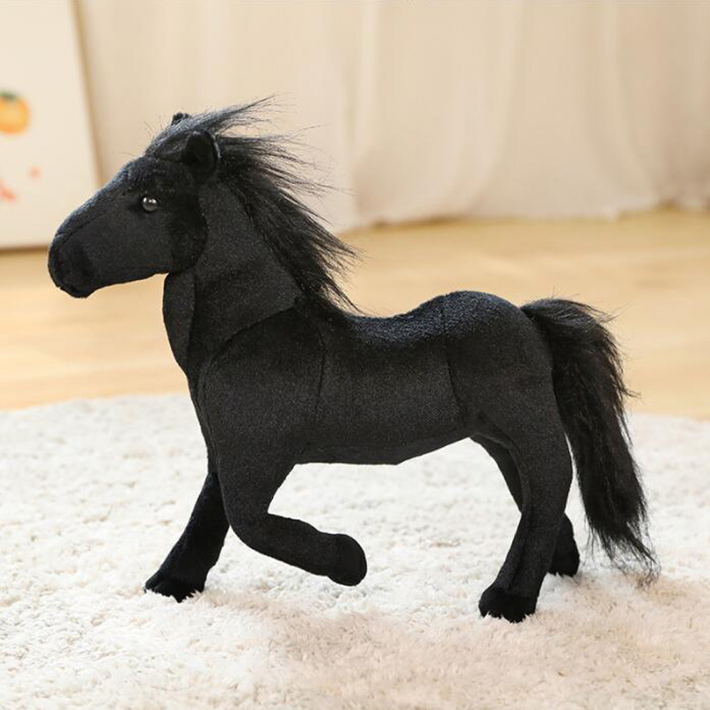 Cartoon Simulation White Black Horse Stuffed Children Plush Toy