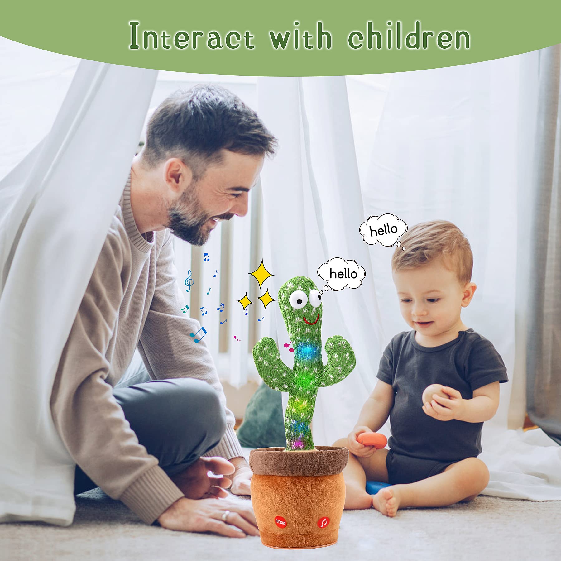 Sing And Dance Cactus Electron Plush Toy Soft Plush Doll Babies Cactus That Repeat What You Say Voice Interactive Bled