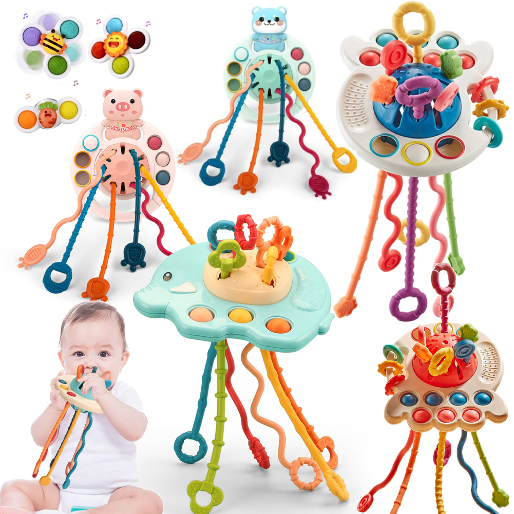 Baby Montessori Toys Pull String Sensory Toys Baby 6 12 Months Silicone Develop Teething Activity Toys for Kids Educational Toys