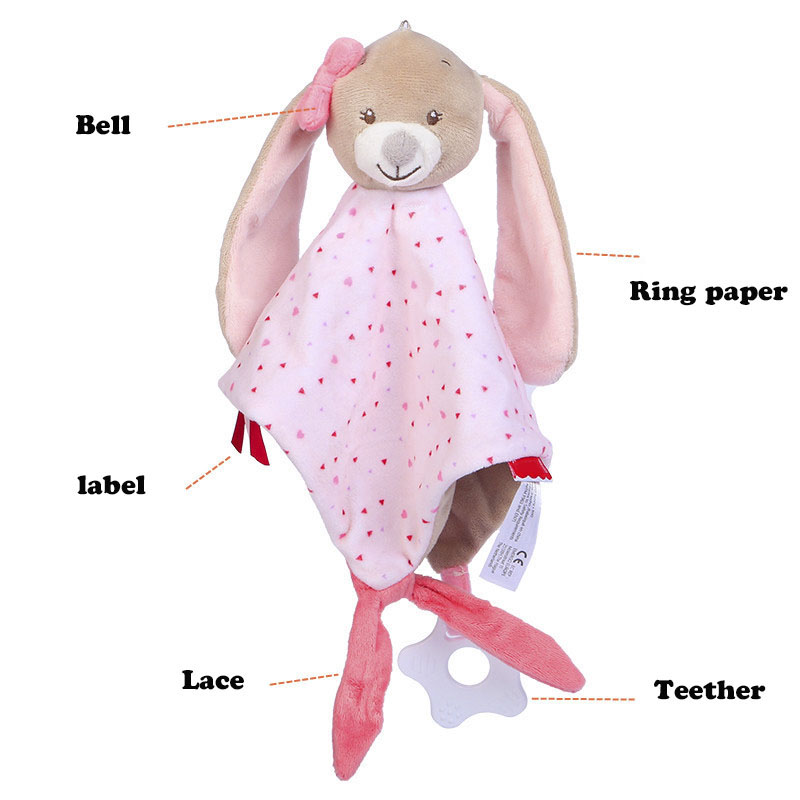 Baby Comforter Toys Plush Bunny Elephant Sleeping Towel Montessori Baby Rattles Stuffed Animals Appease Baby Toys 0 12 Months