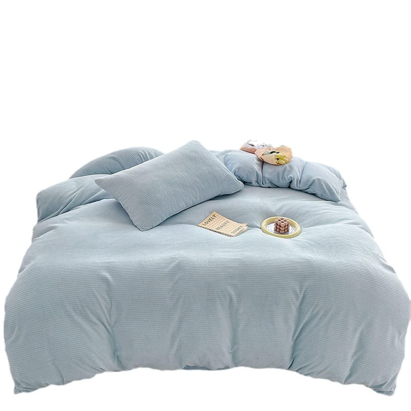Winter Waffle milk fleece 4-piece bed set Coral flannel double-sided fleece duvet set 3-piece sheet set