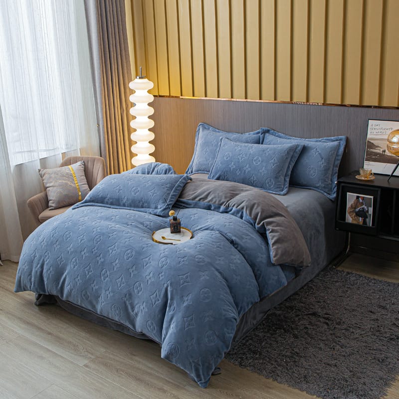 Nissan 10,000 sets of European-style four-piece set of rotten flowers A class 3D carved solid color milk velvet Falai four-piece set can replace hair