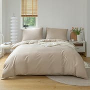 3Pcs Set Duvet Cover Set, Real 100% Cotton, High Quality Skin Friendly Thickening Fabric, Solid Color, Full Size, Cotton Bedding