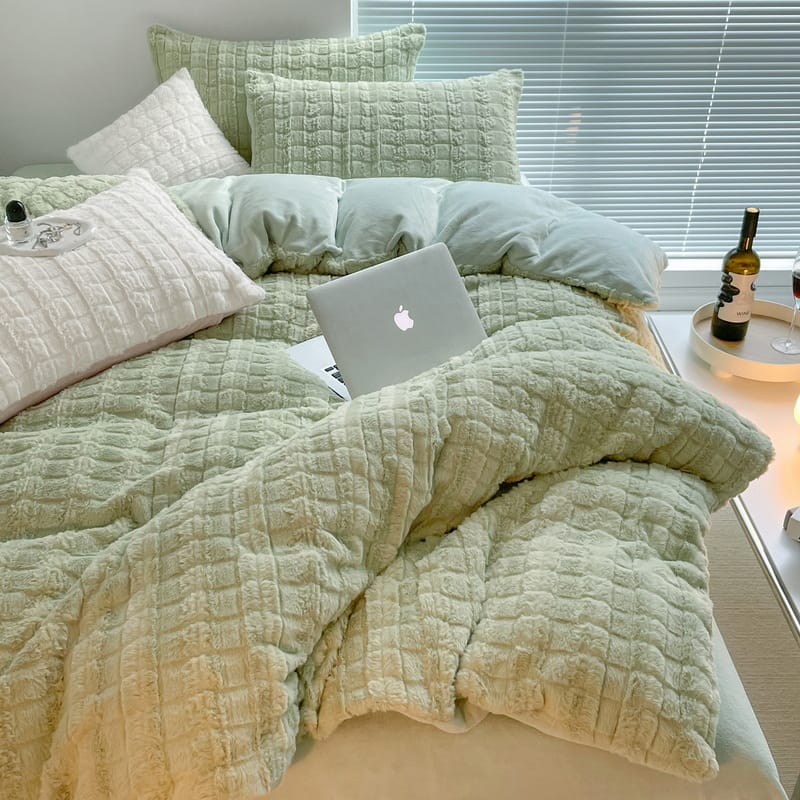 A class Rex rabbit wool milk cashmere four-piece winter thickened warm baby cashmere rabbit cashmere three-piece set