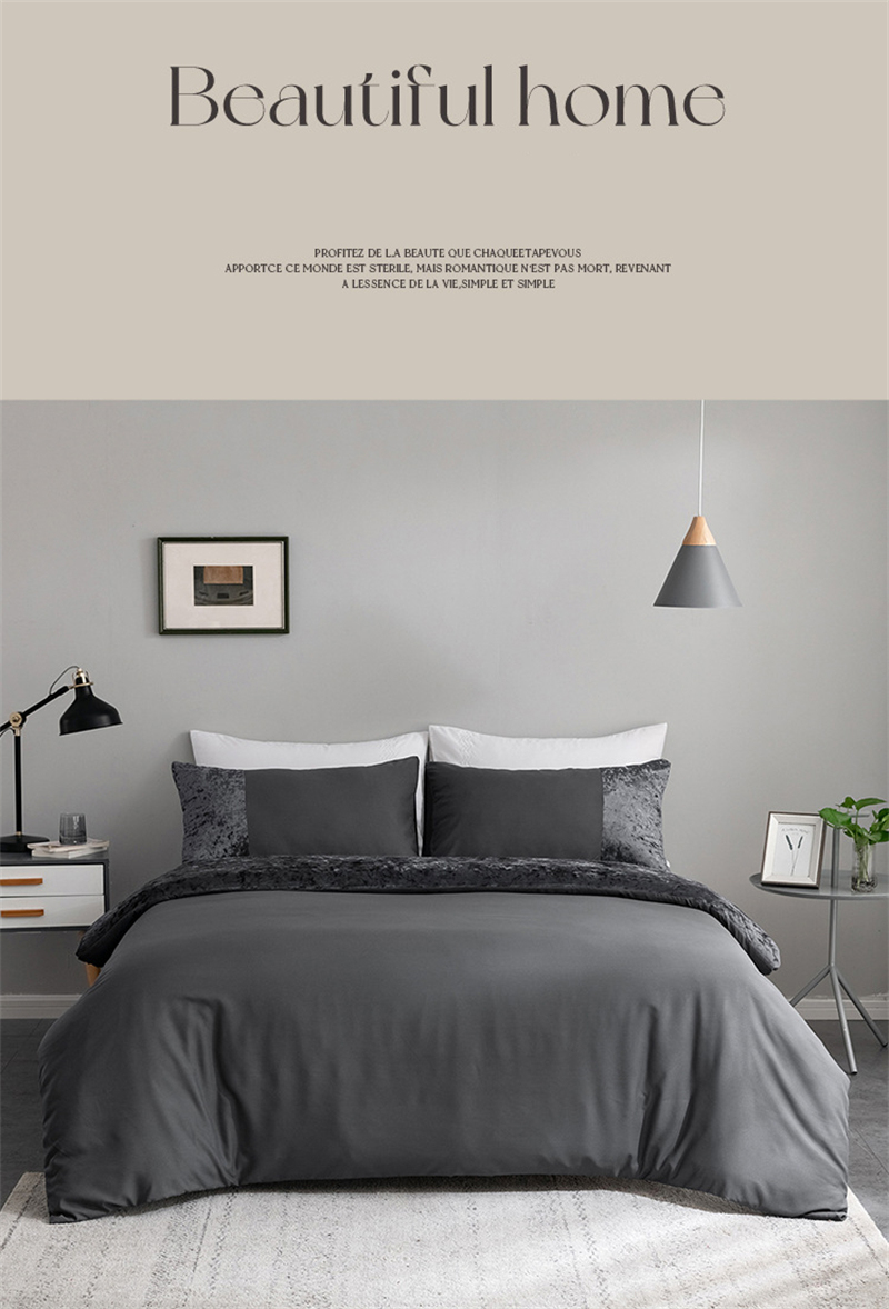 Velvet Splicing Luxury Bedding Set European American Sizes Duvet Cover Set Double Bedding Sets Quilt Cover Queen Size Bed Set