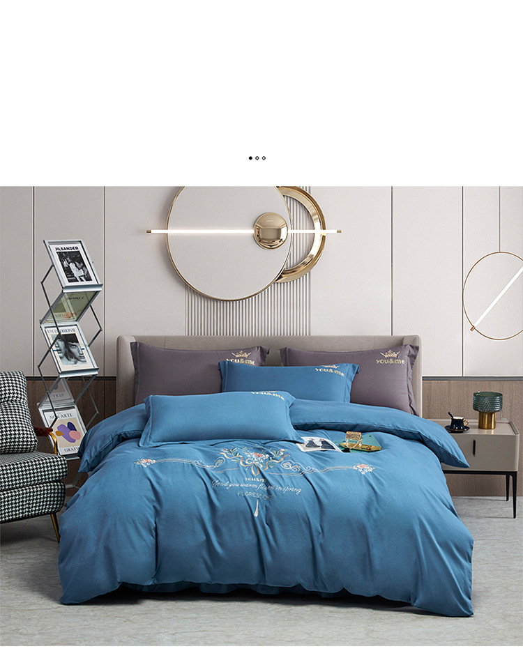 Gift wrap Bedding 4-piece embroidered light luxury air brushed warm quilt set solid color bed sheet for hair