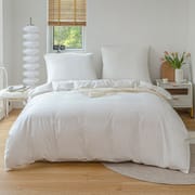 3Pcs Set Duvet Cover Set, Real 100% Cotton, High Quality Skin Friendly Thickening Fabric, Solid Color, Full Size, Cotton Bedding