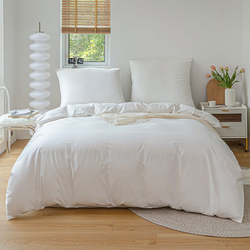 3Pcs Set Duvet Cover Set, Real 100% Cotton, High Quality Skin Friendly Thickening Fabric, Solid Color, Full Size, Cotton Bedding
