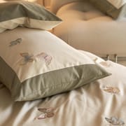 100 long staple cotton woolen embroidery all-cotton 4-piece set with autumn and winter thickened all-cotton bed sheet and quilt set with 3-piece bed set