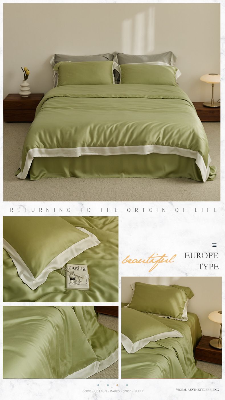 Light Luxury 60 Lyocell Tencel 4-piece Summer Silky Slip Sleep Ice Silky Cool bed sheet set bedding