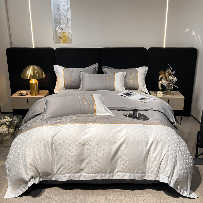 2023 new brand Feng shui washing silk embroidery four-piece set - Louis light luxury bed four-piece advanced sense