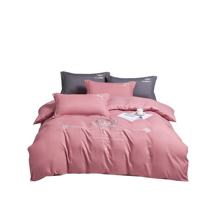 Gift wrap Bedding 4-piece embroidered light luxury air brushed warm quilt set solid color bed sheet for hair