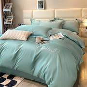 High-end Xinjiang long-staple cotton embroidery four-piece set cotton simple pure cotton bedding solid color bed sheet cover Class a