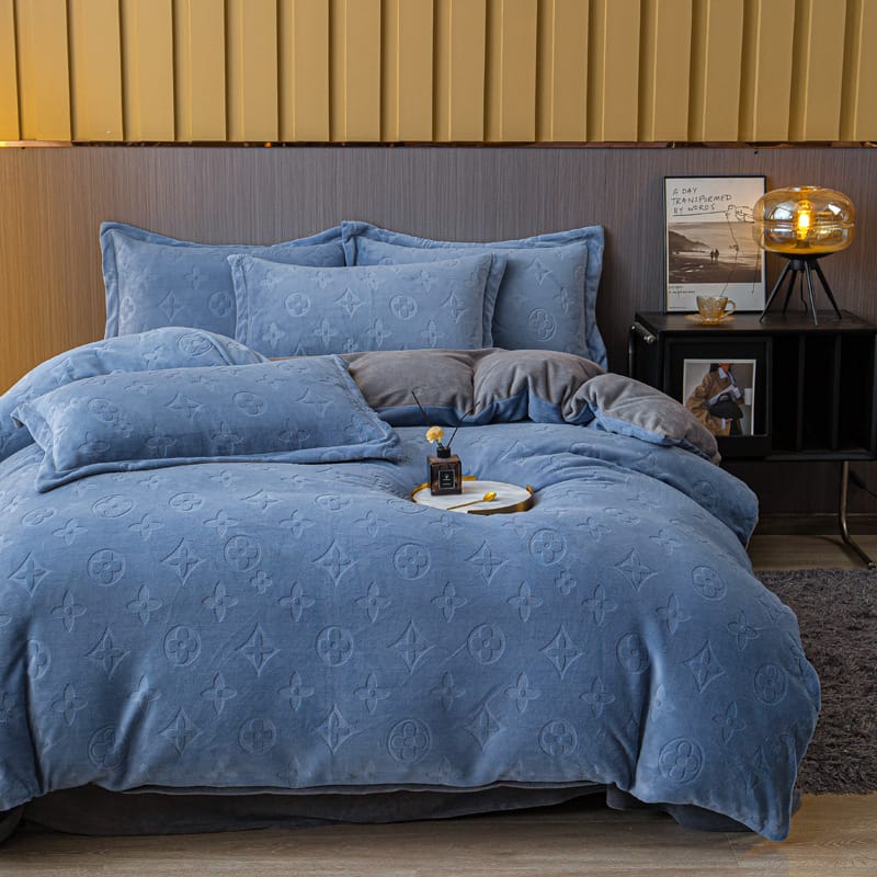 Nissan 10,000 sets of European-style four-piece set of rotten flowers A class 3D carved solid color milk velvet Falai four-piece set can replace hair