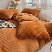 Winter Waffle milk fleece 4-piece bed set Coral flannel double-sided fleece duvet set 3-piece sheet set