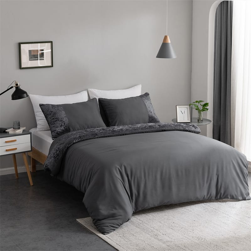 Velvet Splicing Luxury Bedding Set European American Sizes Duvet Cover Set Double Bedding Sets Quilt Cover Queen Size Bed Set