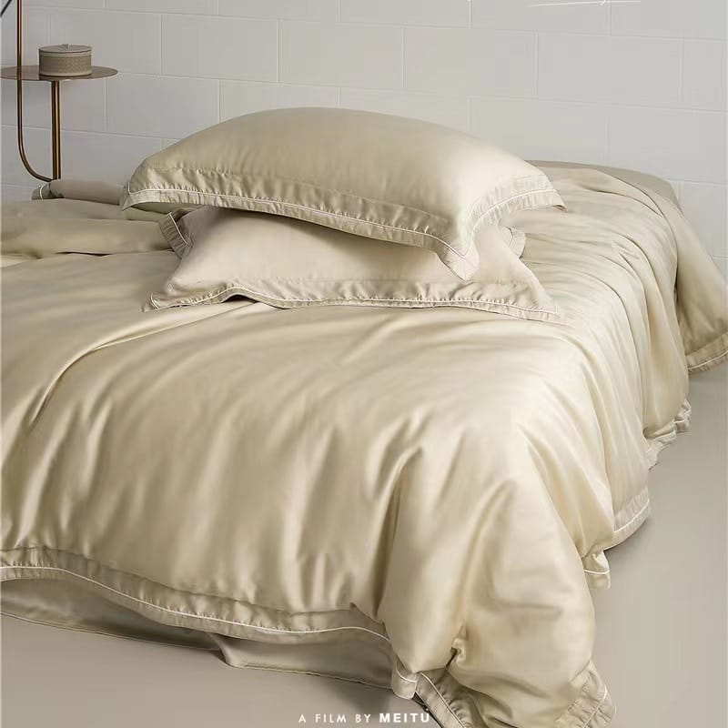 100 light luxury cotton four-piece bed set superior sense Xinjiang long wool cotton satin bed sheet set bedding