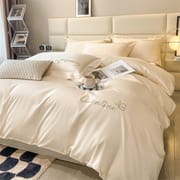 High-end Xinjiang long-staple cotton embroidery four-piece set cotton simple pure cotton bedding solid color bed sheet cover Class a