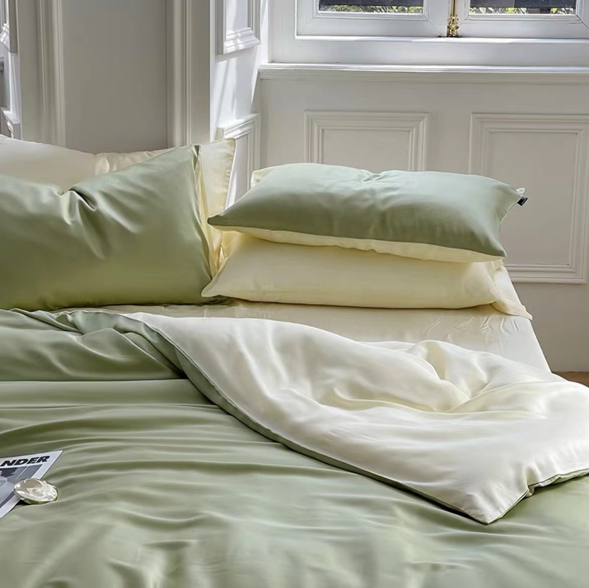 Fashion 2023 Top Quality Fabric Jacquard Simple Plain Home Textiles Duvet Bedding Set