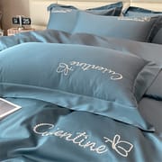 High-end Xinjiang long-staple cotton embroidery four-piece set cotton simple pure cotton bedding solid color bed sheet cover Class a