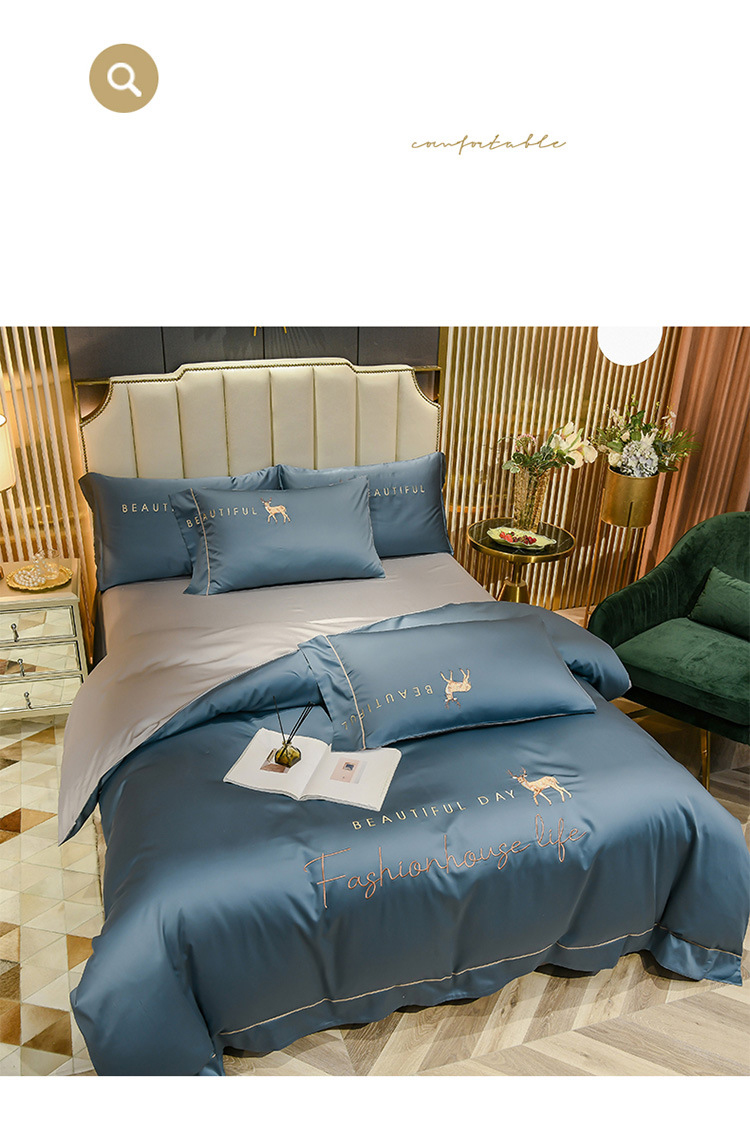 Summer Ice Silk 4-piece bed set Instagram bedding Set Dormitory 3-piece nude bed set