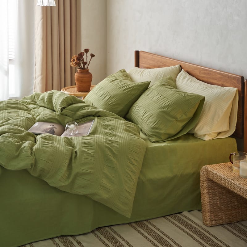 Romantic style all-cotton washed four-piece cotton set light luxury three-dimensional seersucker pure cotton bed sheet cover three-piece bed cover