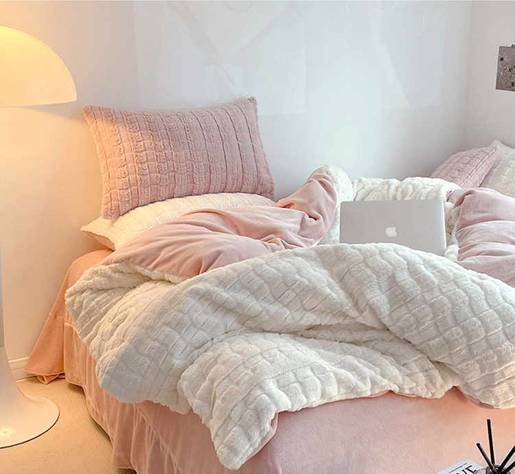 A class Rex rabbit wool milk cashmere four-piece winter thickened warm baby cashmere rabbit cashmere three-piece set