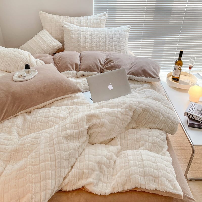 A class Rex rabbit wool milk cashmere four-piece winter thickened warm baby cashmere rabbit cashmere three-piece set