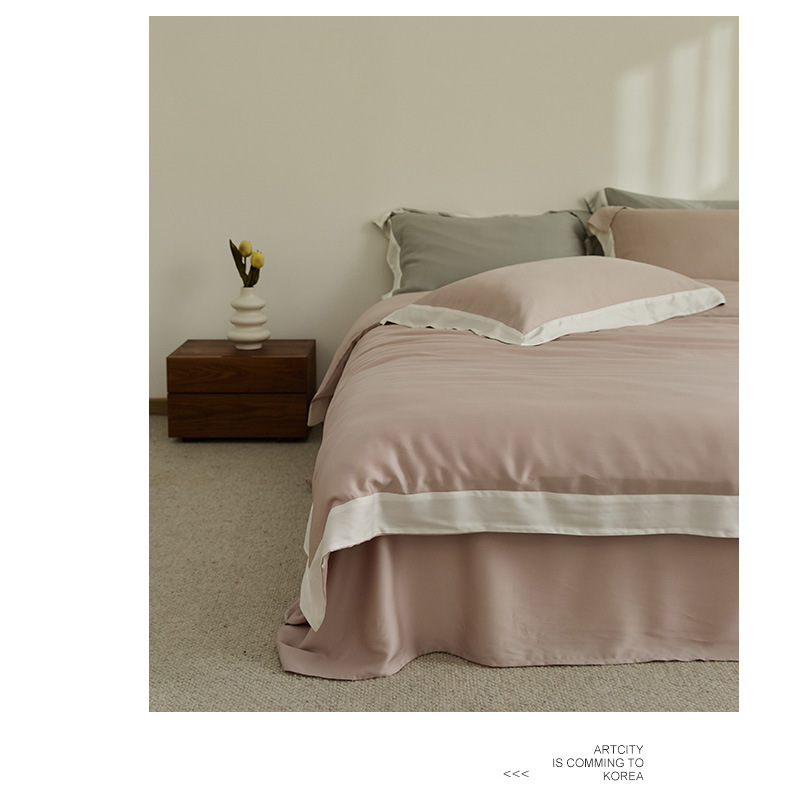 Light Luxury 60 Lyocell Tencel 4-piece Summer Silky Slip Sleep Ice Silky Cool bed sheet set bedding