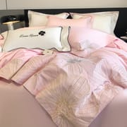 Spring and summer embroidery 100 long staple cotton four-piece set of high-end maternal and infant class A pure cotton bed cover four-piece set of headliner sheets