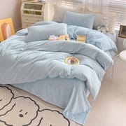 Winter Waffle milk fleece 4-piece bed set Coral flannel double-sided fleece duvet set 3-piece sheet set