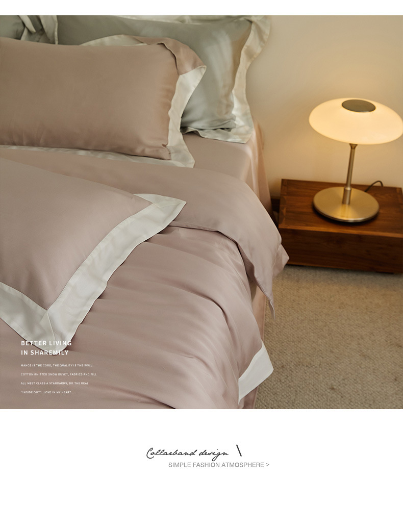 Light Luxury 60 Lyocell Tencel 4-piece Summer Silky Slip Sleep Ice Silky Cool bed sheet set bedding