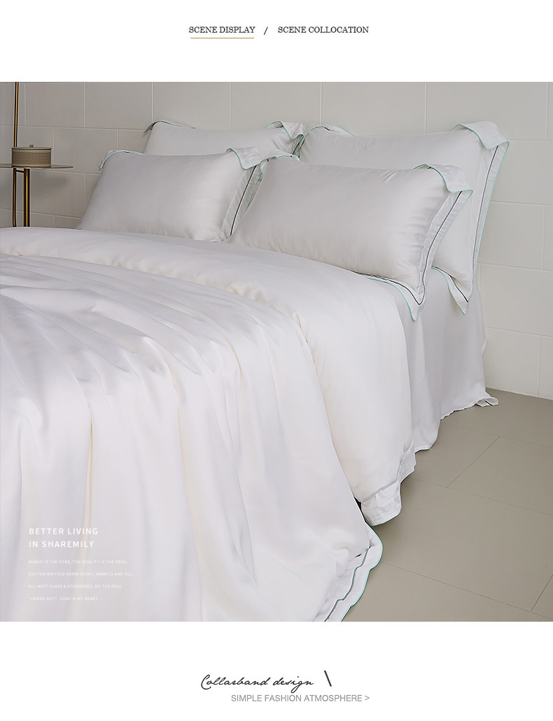 100 light luxury cotton four-piece bed set superior sense Xinjiang long wool cotton satin bed sheet set bedding