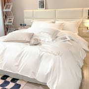 High-end Xinjiang long-staple cotton embroidery four-piece set cotton simple pure cotton bedding solid color bed sheet cover Class a