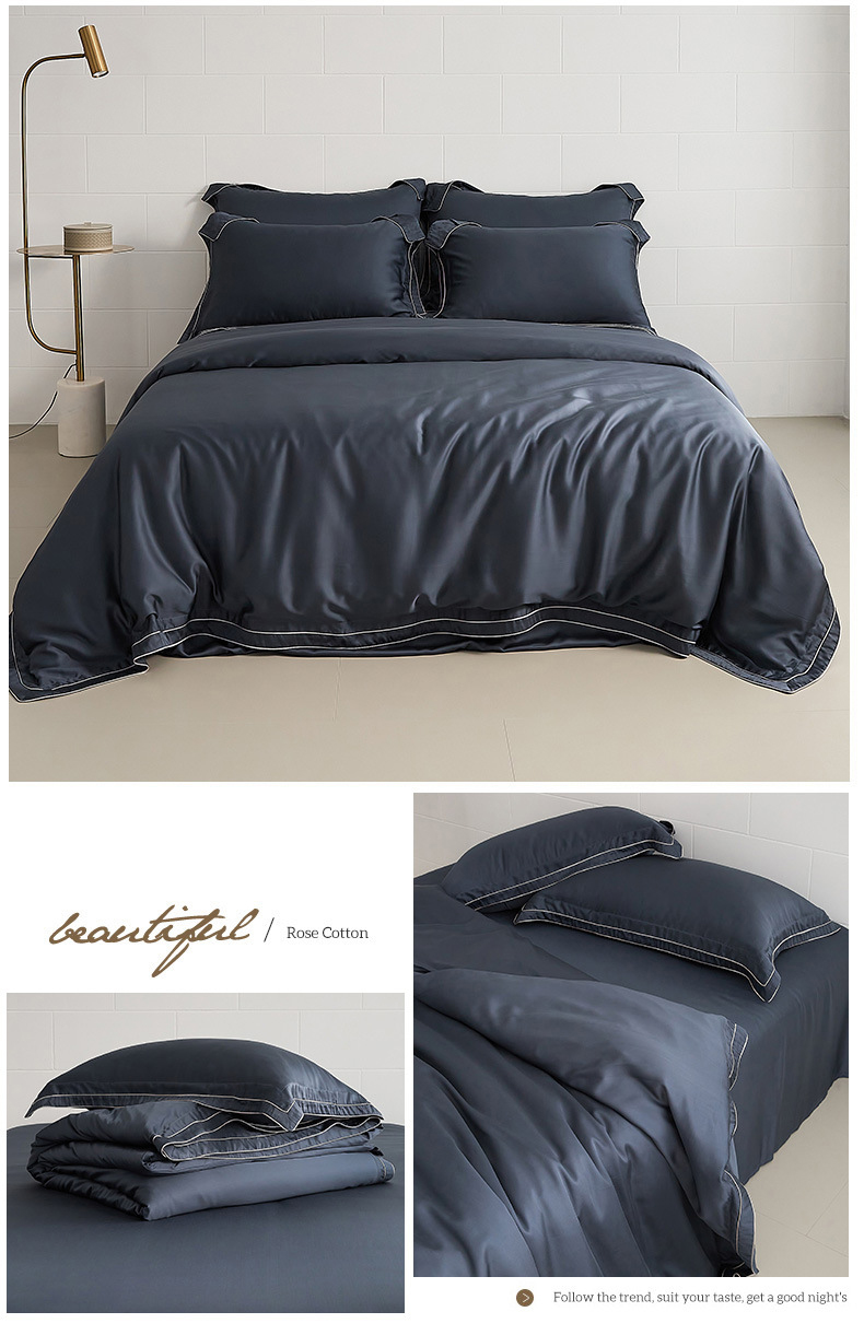 100 light luxury cotton four-piece bed set superior sense Xinjiang long wool cotton satin bed sheet set bedding