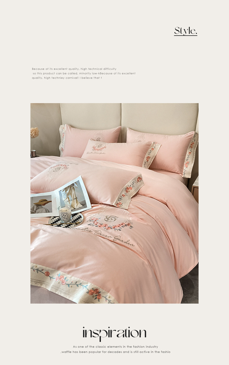 160 long staple cotton 4-piece set all cotton cotton thickened ground wool embroidery bed sheet set 4 pieces of bedding