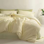 Romantic style all-cotton washed four-piece cotton set light luxury three-dimensional seersucker pure cotton bed sheet cover three-piece bed cover