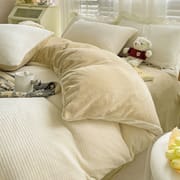 Winter Waffle milk fleece 4-piece bed set Coral flannel double-sided fleece duvet set 3-piece sheet set