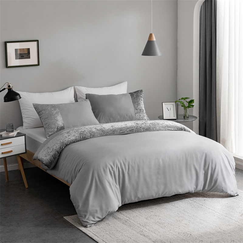 Velvet Splicing Luxury Bedding Set European American Sizes Duvet Cover Set Double Bedding Sets Quilt Cover Queen Size Bed Set