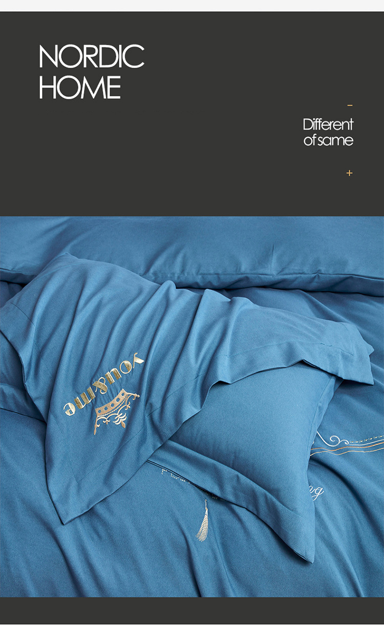Gift wrap Bedding 4-piece embroidered light luxury air brushed warm quilt set solid color bed sheet for hair