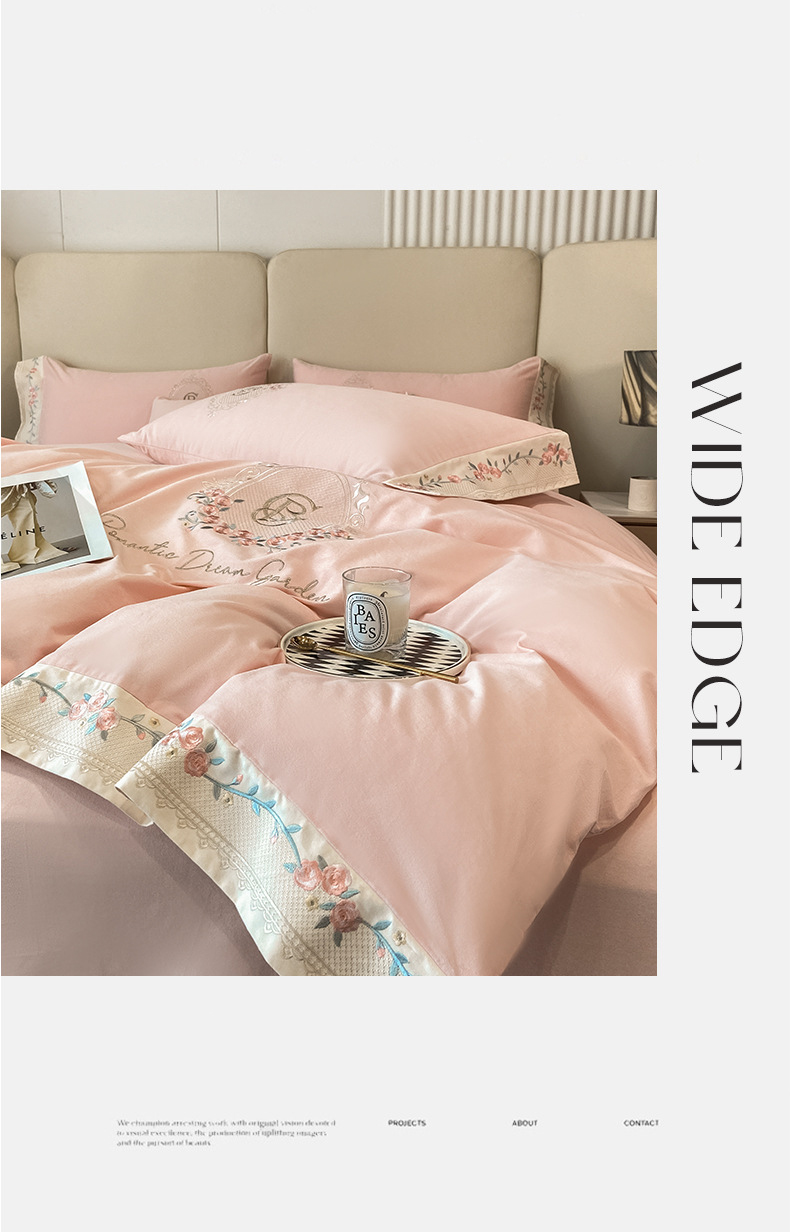 160 long staple cotton 4-piece set all cotton cotton thickened ground wool embroidery bed sheet set 4 pieces of bedding
