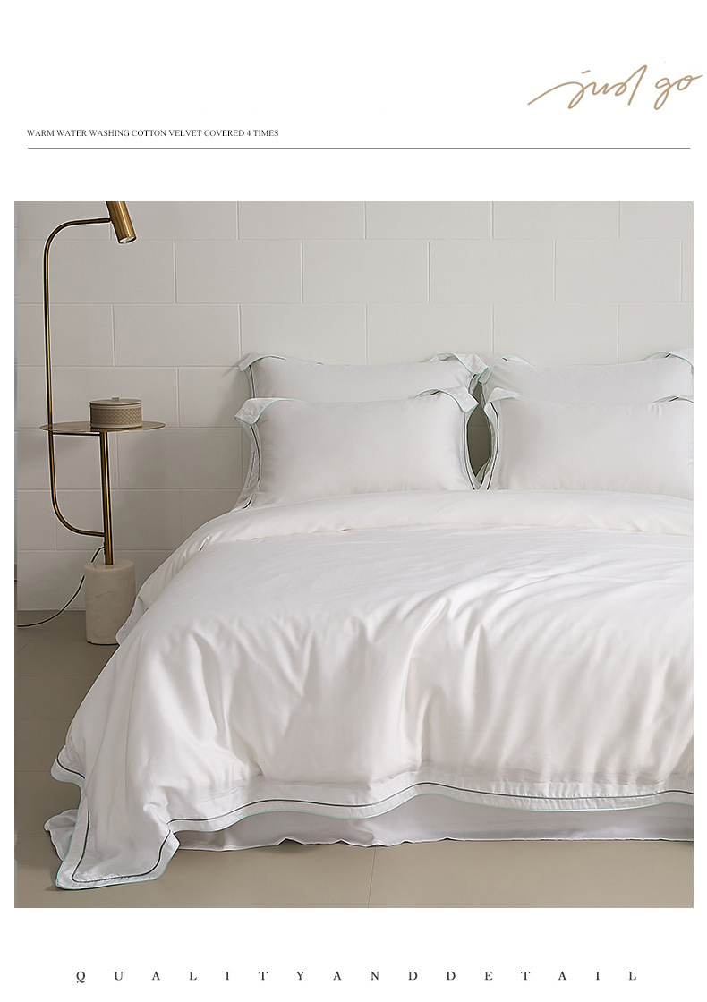 100 light luxury cotton four-piece bed set superior sense Xinjiang long wool cotton satin bed sheet set bedding