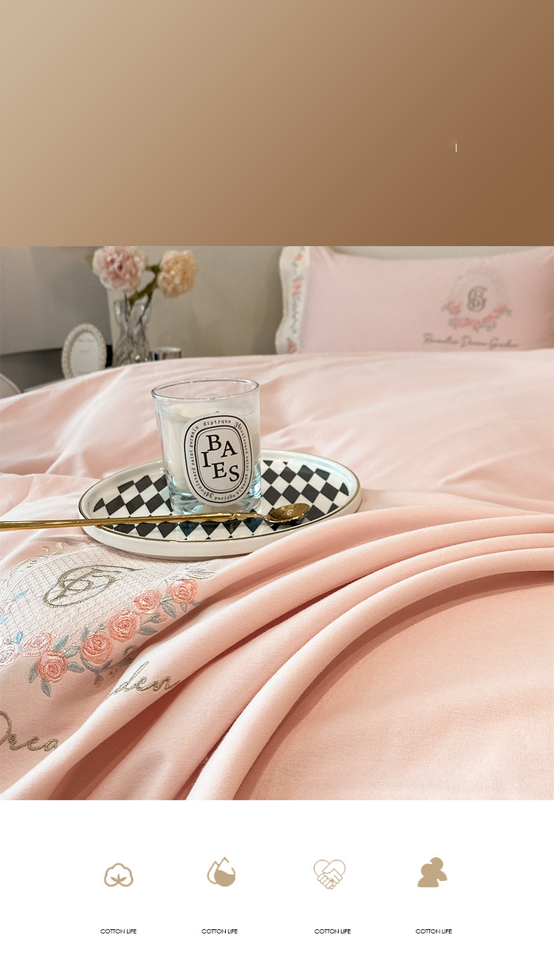 160 long staple cotton 4-piece set all cotton cotton thickened ground wool embroidery bed sheet set 4 pieces of bedding