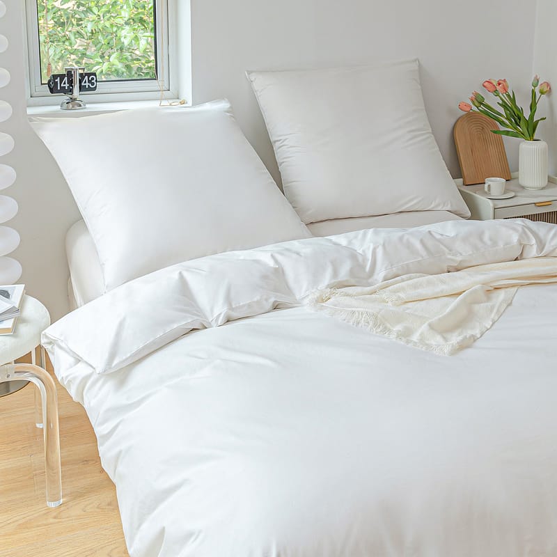 3Pcs Set Duvet Cover Set, Real 100% Cotton, High Quality Skin Friendly Thickening Fabric, Solid Color, Full Size, Cotton Bedding