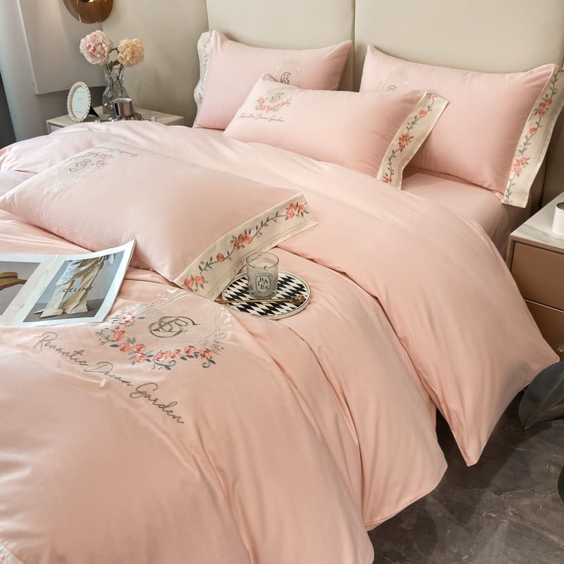 160 long staple cotton 4-piece set all cotton cotton thickened ground wool embroidery bed sheet set 4 pieces of bedding