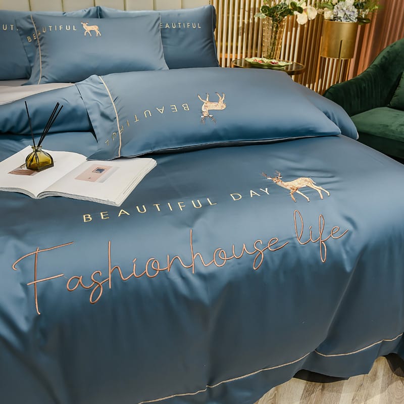 Summer Ice Silk 4-piece bed set Instagram bedding Set Dormitory 3-piece nude bed set