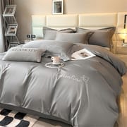 High-end Xinjiang long-staple cotton embroidery four-piece set cotton simple pure cotton bedding solid color bed sheet cover Class a