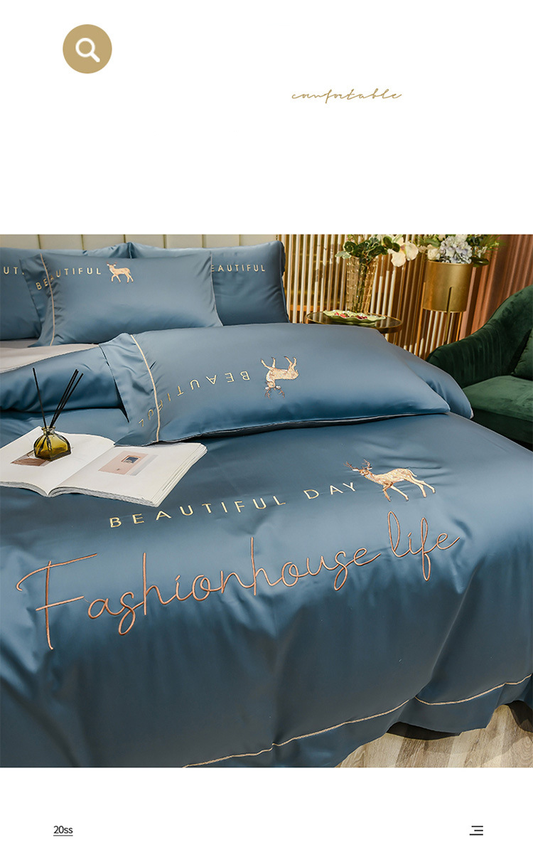 Summer Ice Silk 4-piece bed set Instagram bedding Set Dormitory 3-piece nude bed set