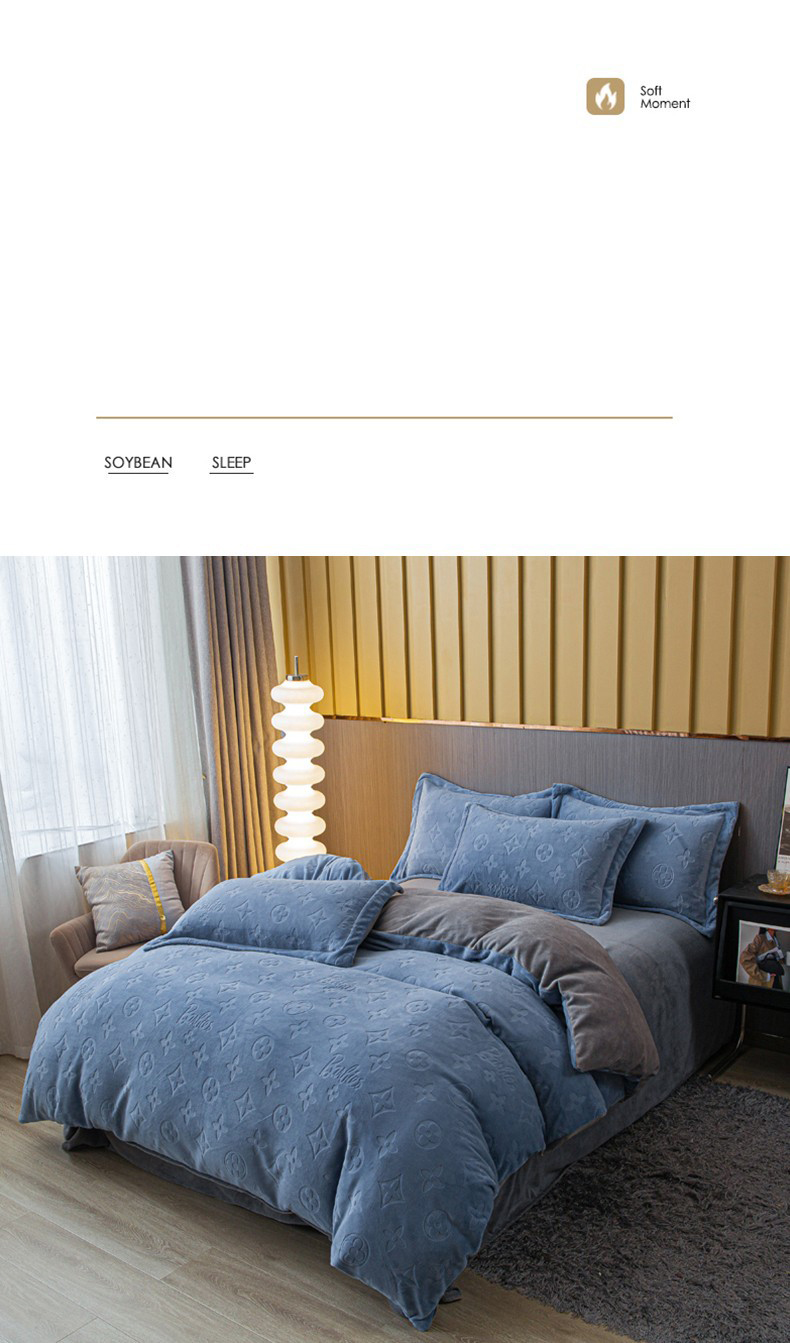 Nissan 10,000 sets of European-style four-piece set of rotten flowers A class 3D carved solid color milk velvet Falai four-piece set can replace hair